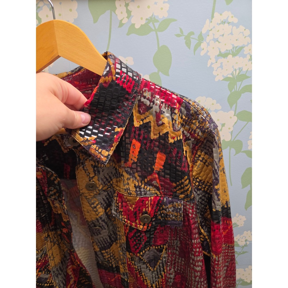 Ruby Rd Woman Multi Color Snakeskin Textured Abstract Print Jacket 16W - Picture 4 of 11
